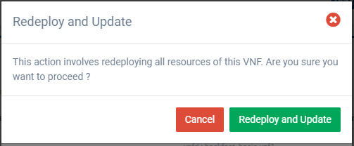 Warning message for Redeploying VNF