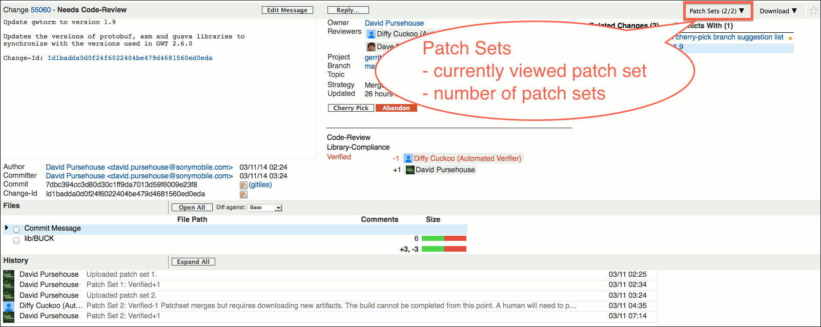 user review ui change screen patch sets